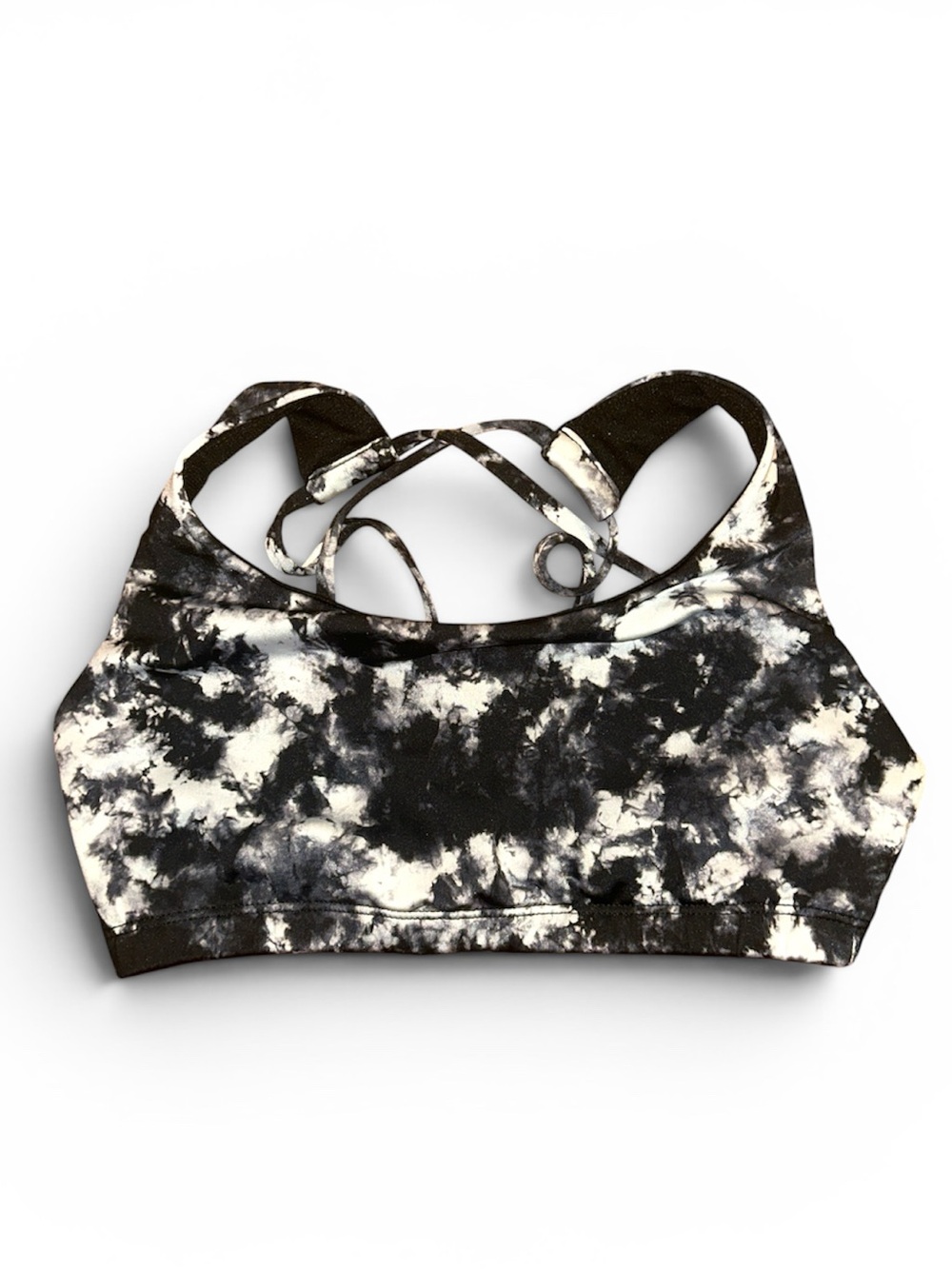 Onzie Black & White Marbled Tie-Dye Strappy Back Sports Bra | Size M/L